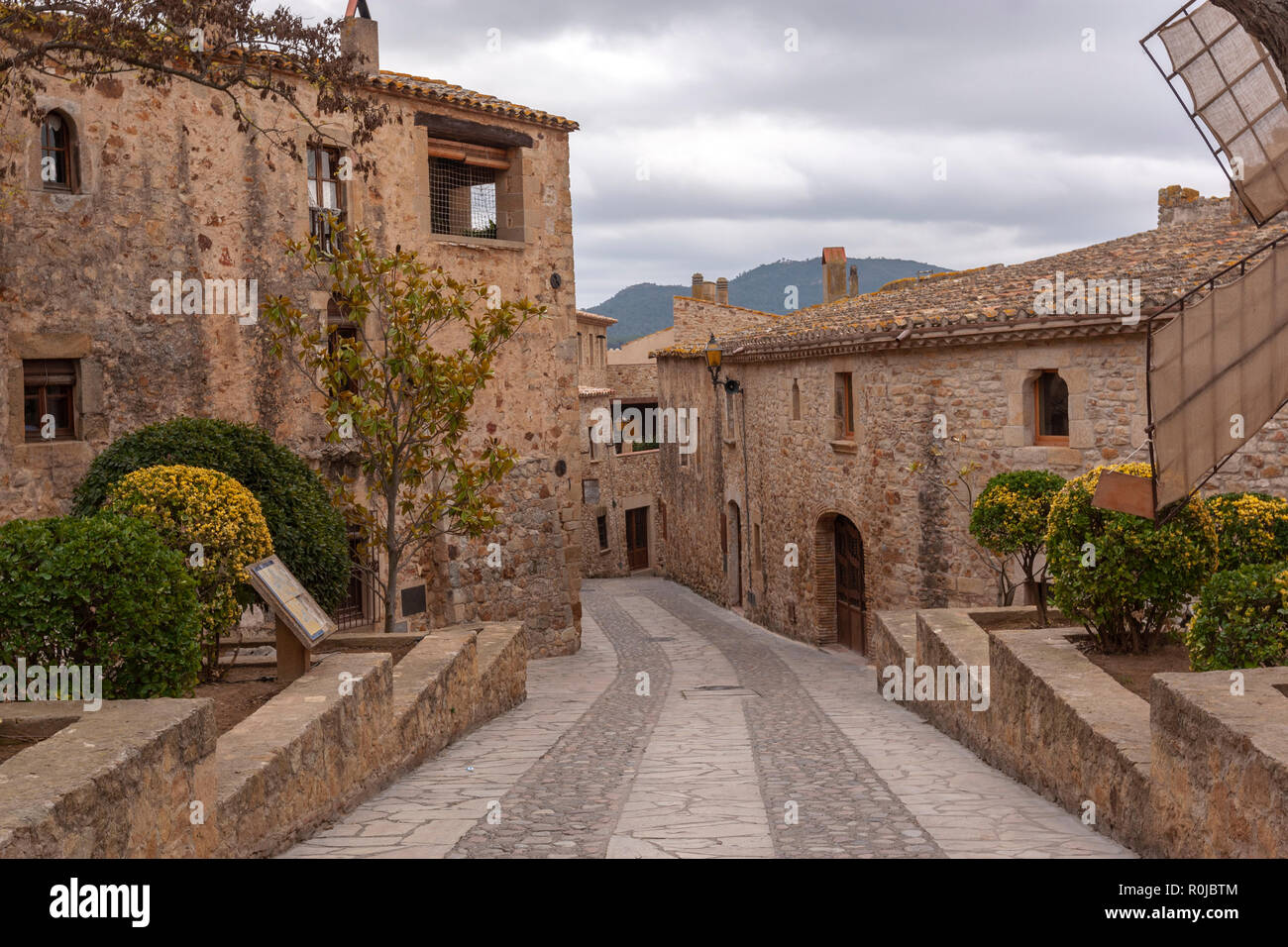 Pals a medieval town with stone houses in Girona Province, Catalonia, Spain Stock Photo