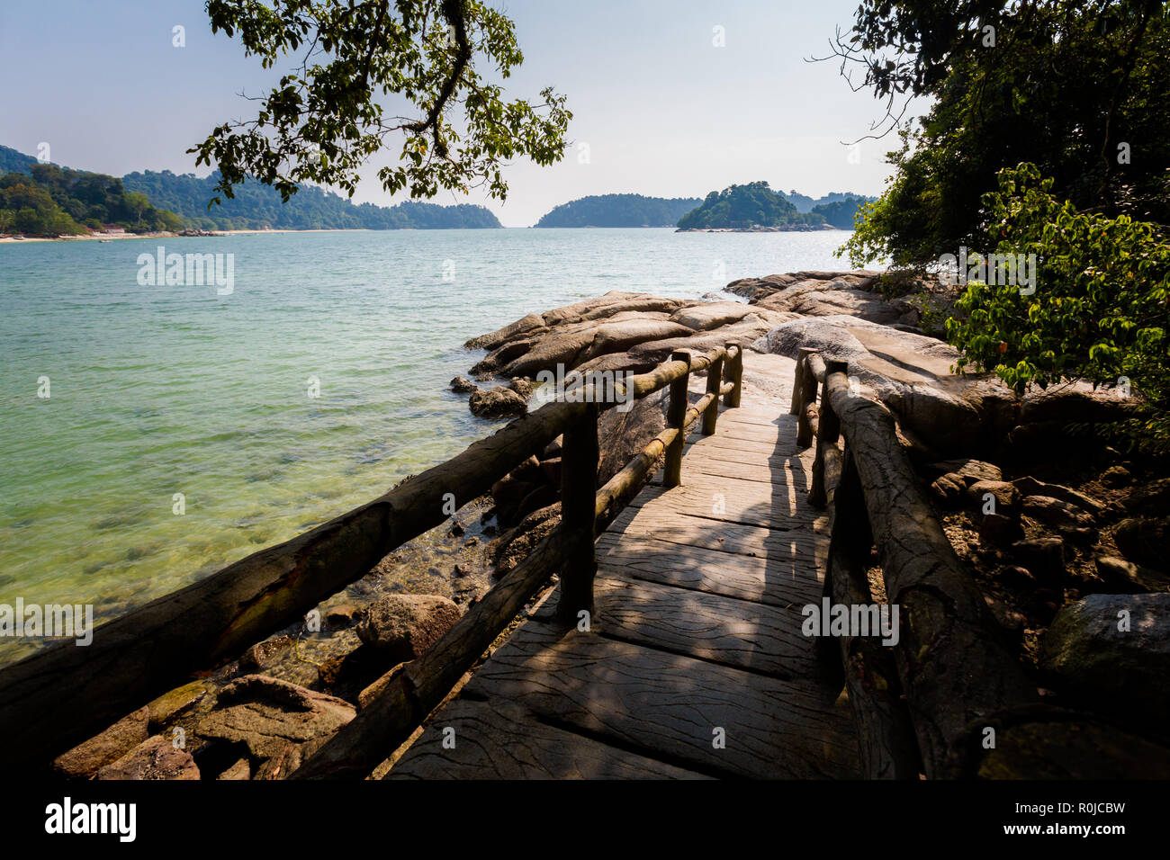 Teluk Nipah coral beach on Pangkor island in Malaysia. Beautiful landscape with sea  taken in south east Asia. Stock Photo