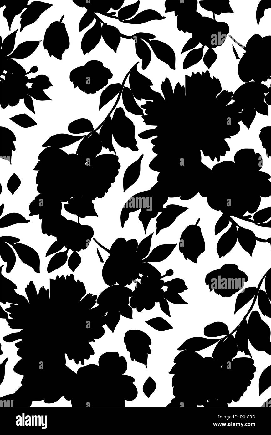Flower icon seamless pattern. Floral leaves and flowers white