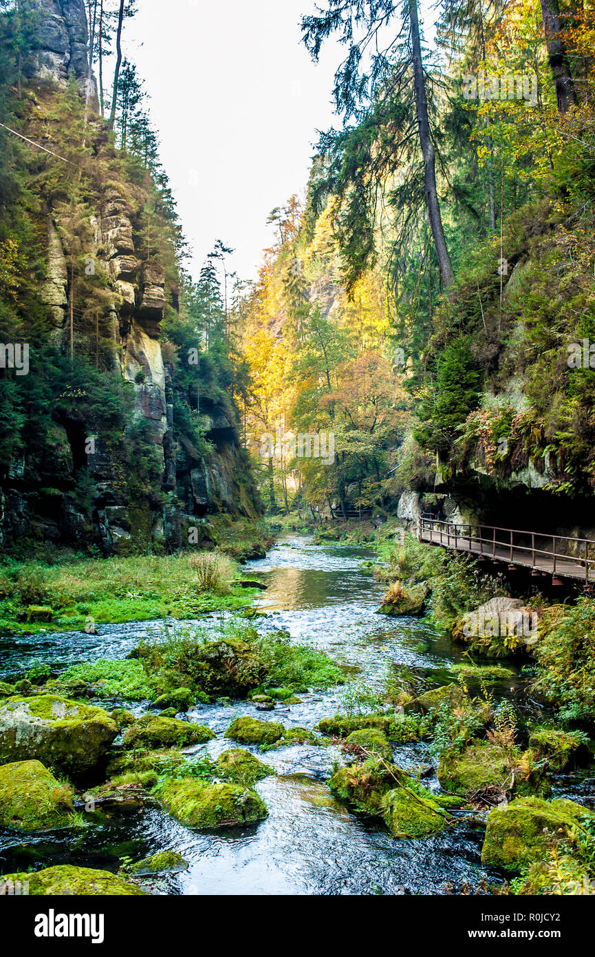 Picturesque view of Hrensko national Park, situated in Bohemian Switzerland, Czech Republic Stock Photo