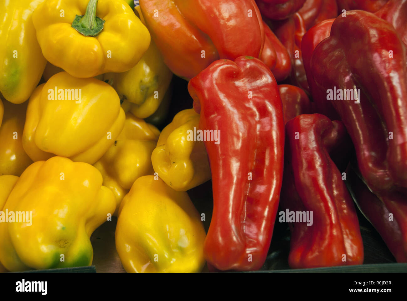 Fresh yellow and red peppers Stock Photo - Alamy