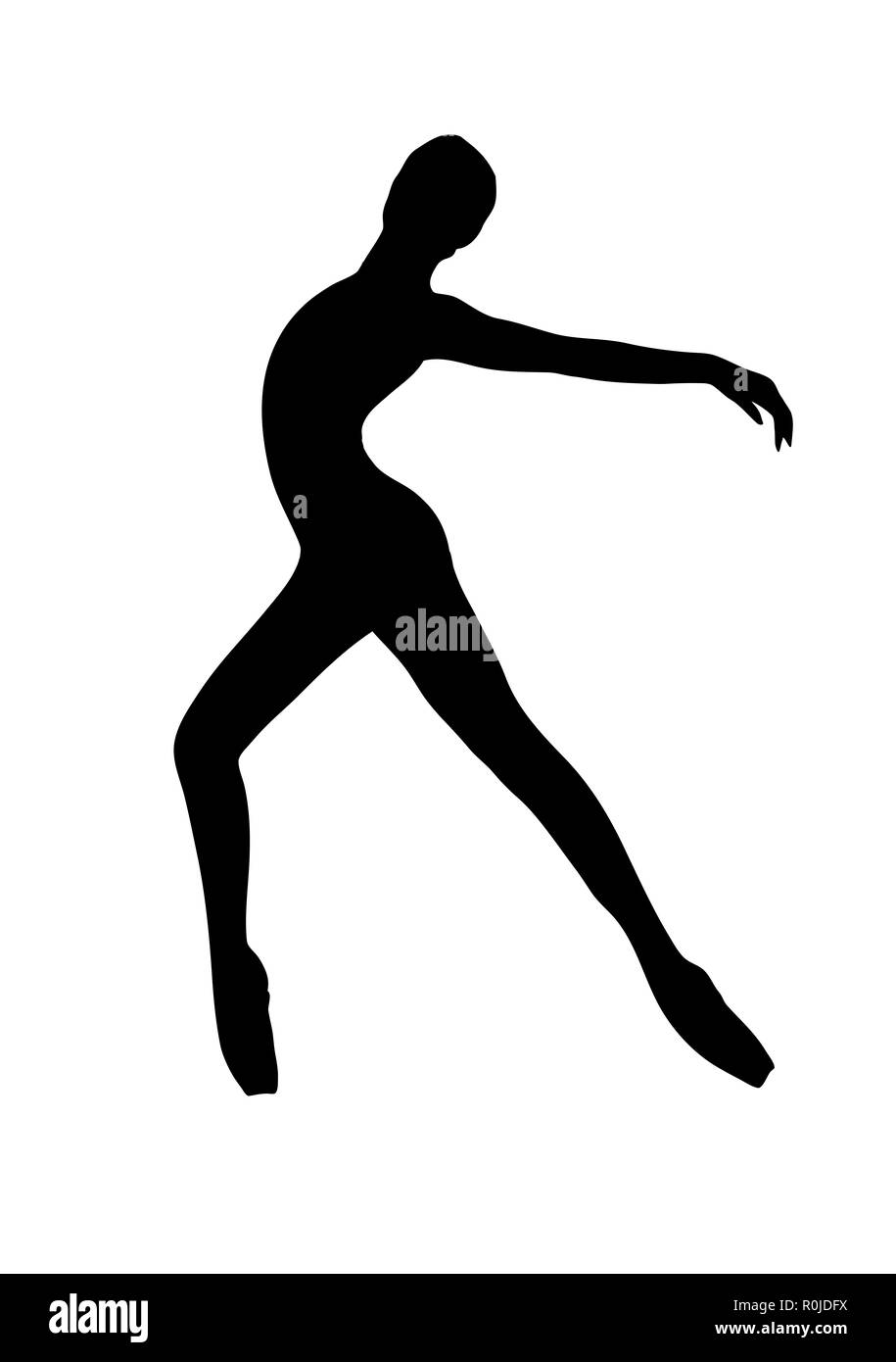 Silhouette of a dancing girl. Ballet Dancer girl isolated. Vector illustration hand drawn. Stock Photo