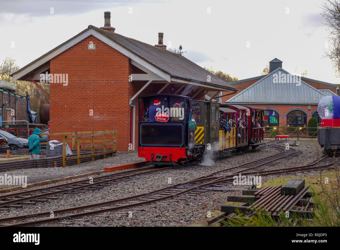 A Santa Christmas special train on the Apedale Light Railway, Newcastle