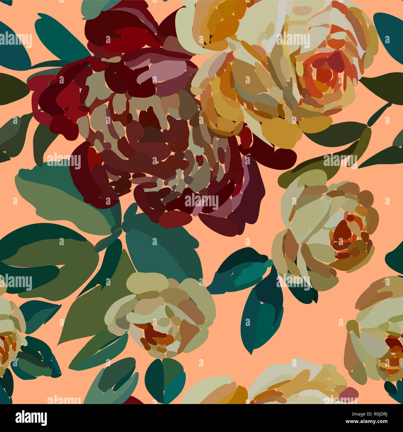 Vintage floral seamless background pattern. Blooming garden flowers ...