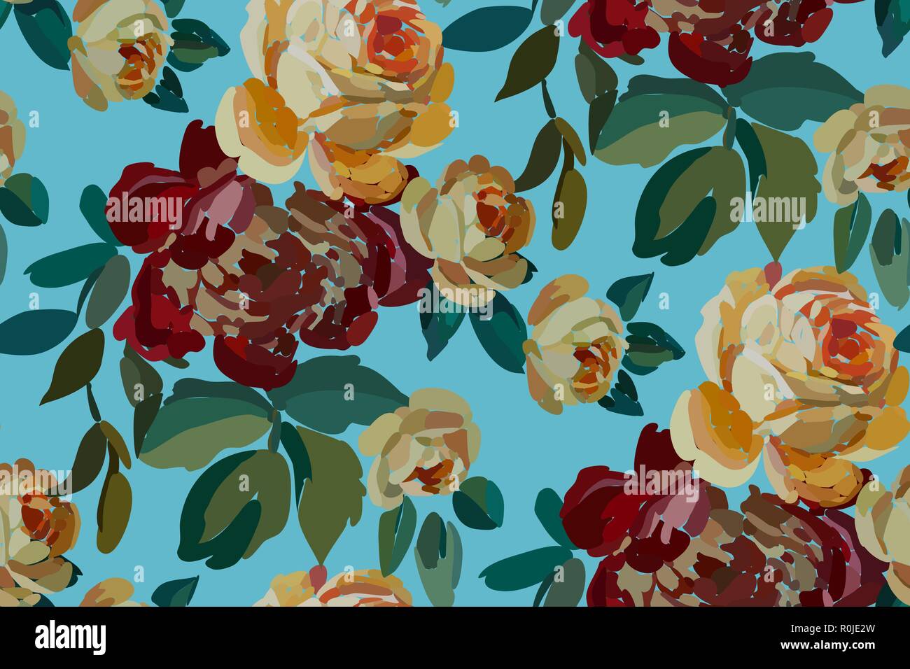 Vintage floral seamless background pattern. Blooming garden flowers ...