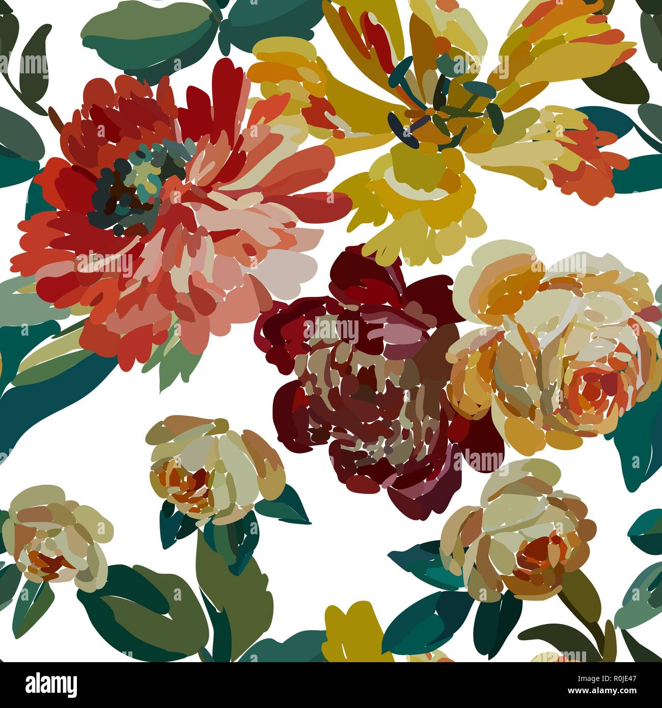 Vintage Floral Seamless Background Pattern Blooming Garden Flowers Vector Illustration In Hand Drawn Style Stock Vector Image Art Alamy