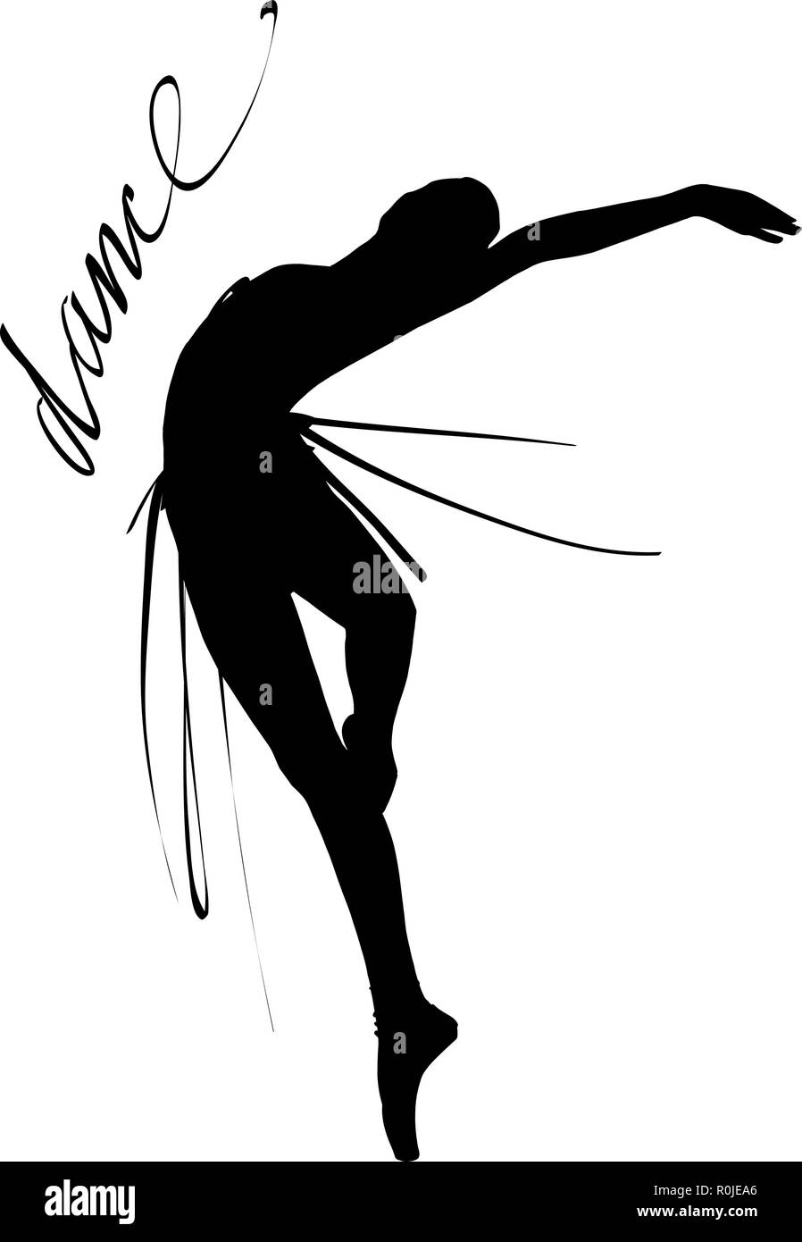 Silhouette of a dancing girl. Ballet Dancer girl isolated. Vector  illustration hand drawn Stock Vector Image \u0026 Art - Alamy, image size:898x1390