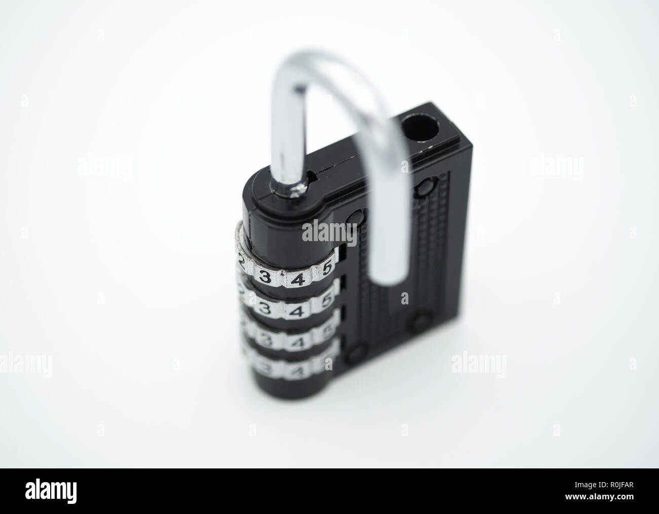 Black code number padlock open and isolated on white background Stock Photo Alamy
