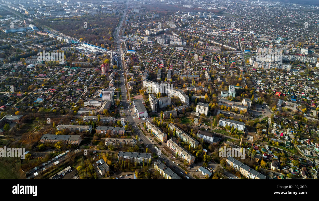 Aerial view of cityscape in Kropivnitskiy. Former name Kirovograd. Aerial view of part of the Fortress of Saint Elizabeth Stock Photo