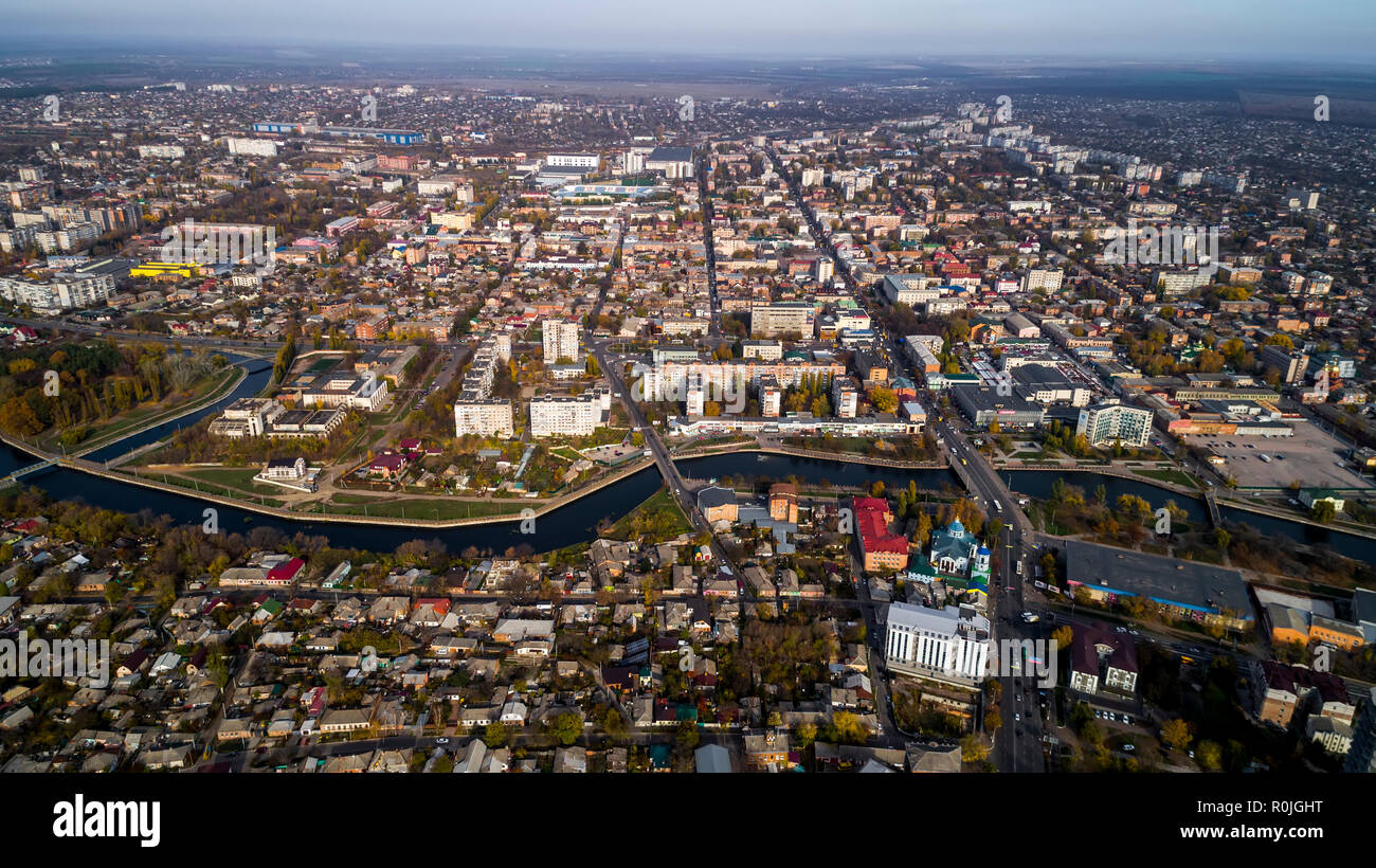 Aerial view of cityscape in Kropivnitskiy. Former name Kirovograd Stock Photo