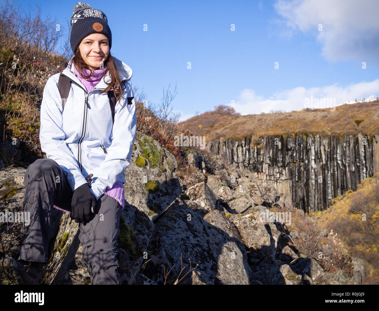 Hexagonal basalt rock columns in background hi-res stock photography ...