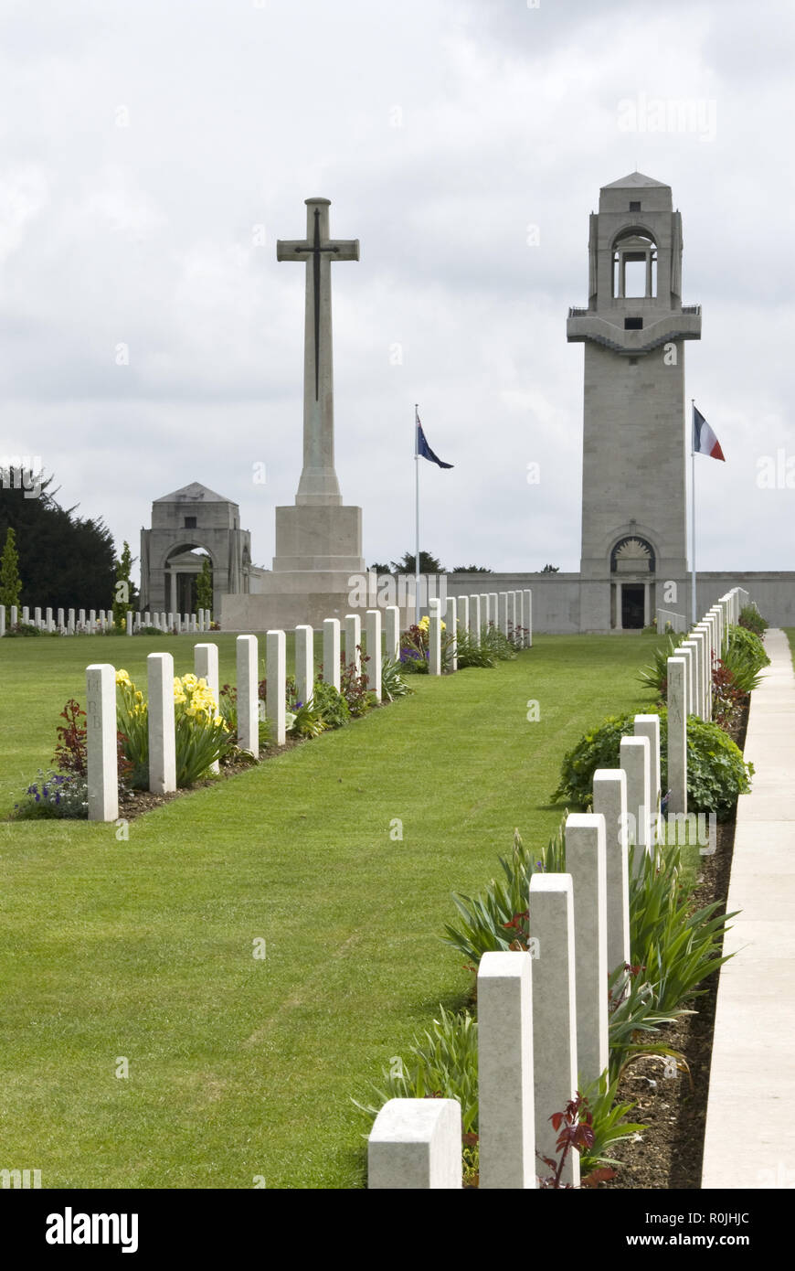 The Villers–Bretonneux Australian Nat. Memorial cemetery contains the graves of World War 1 British Commonwealth soldiers, Villers–Bretonneux, France. Stock Photo