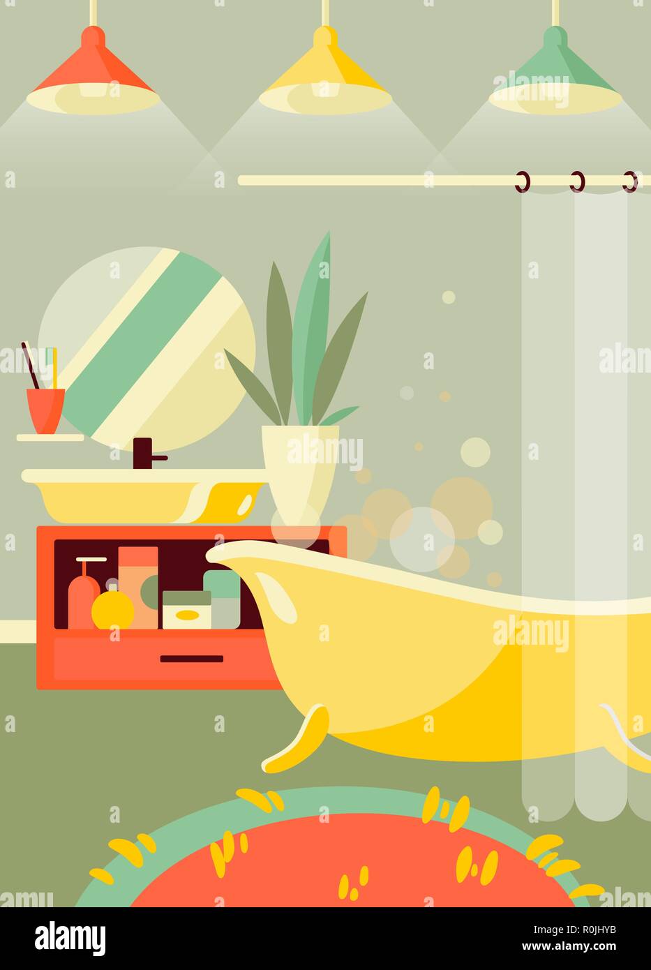 Bathroom interior in a flat style. Vector illustration Stock Vector