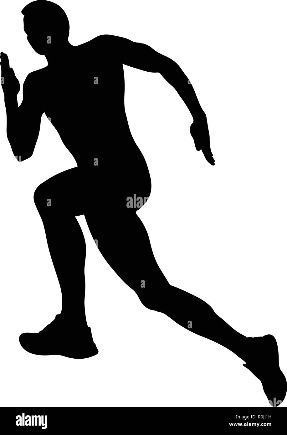 running uphill athlete runner men black silhouette Stock Vector Image ...