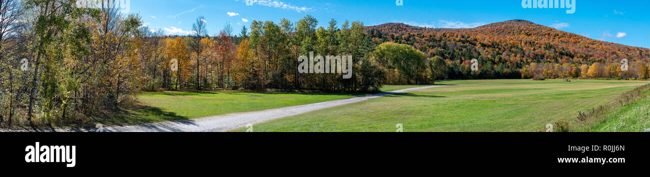 Panoramic view of a park in the Vermont mountains in autumn Stock Photo