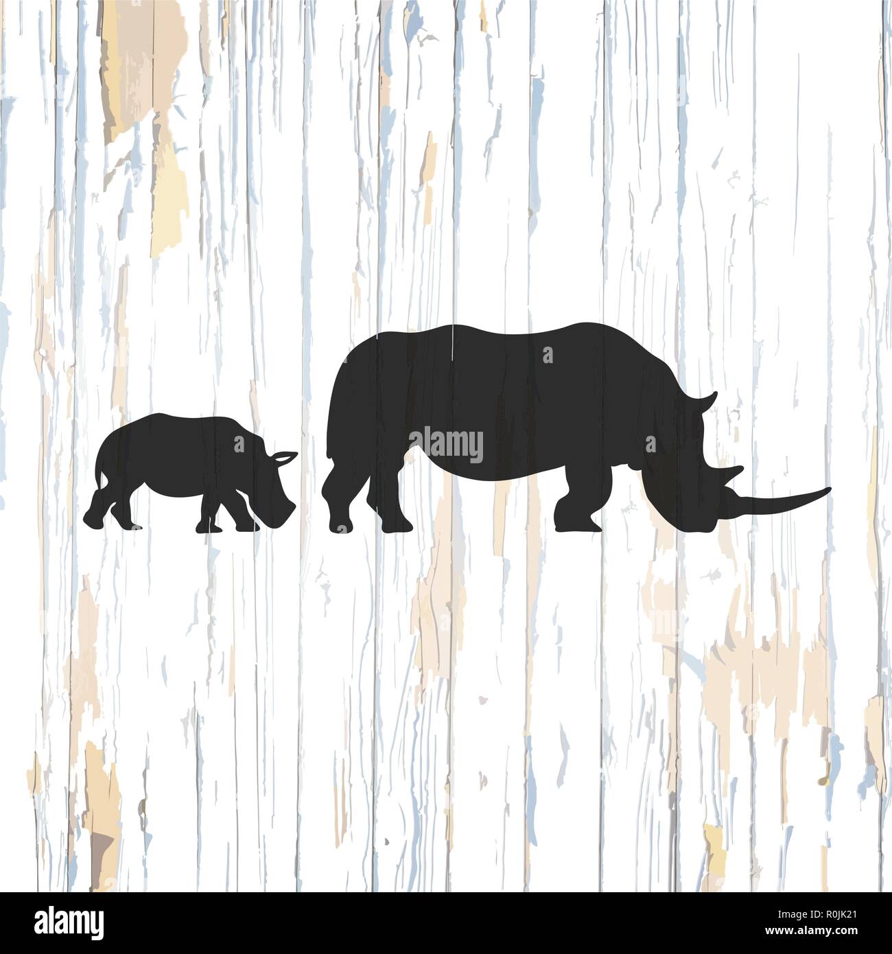 Vintage rhino icon vector illustration. Stock Vector