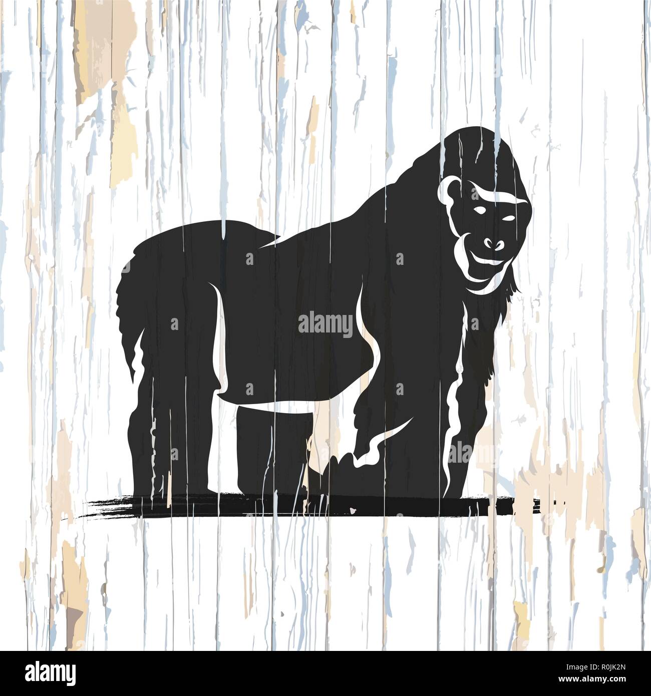 Vintage gorilla icon on wooden background. Vector illustration. Stock Vector