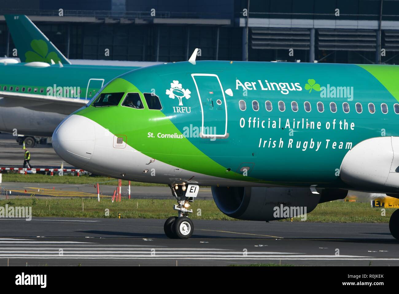 Aer lingus, Irish Rugby team Airbus A320 Stock Photo