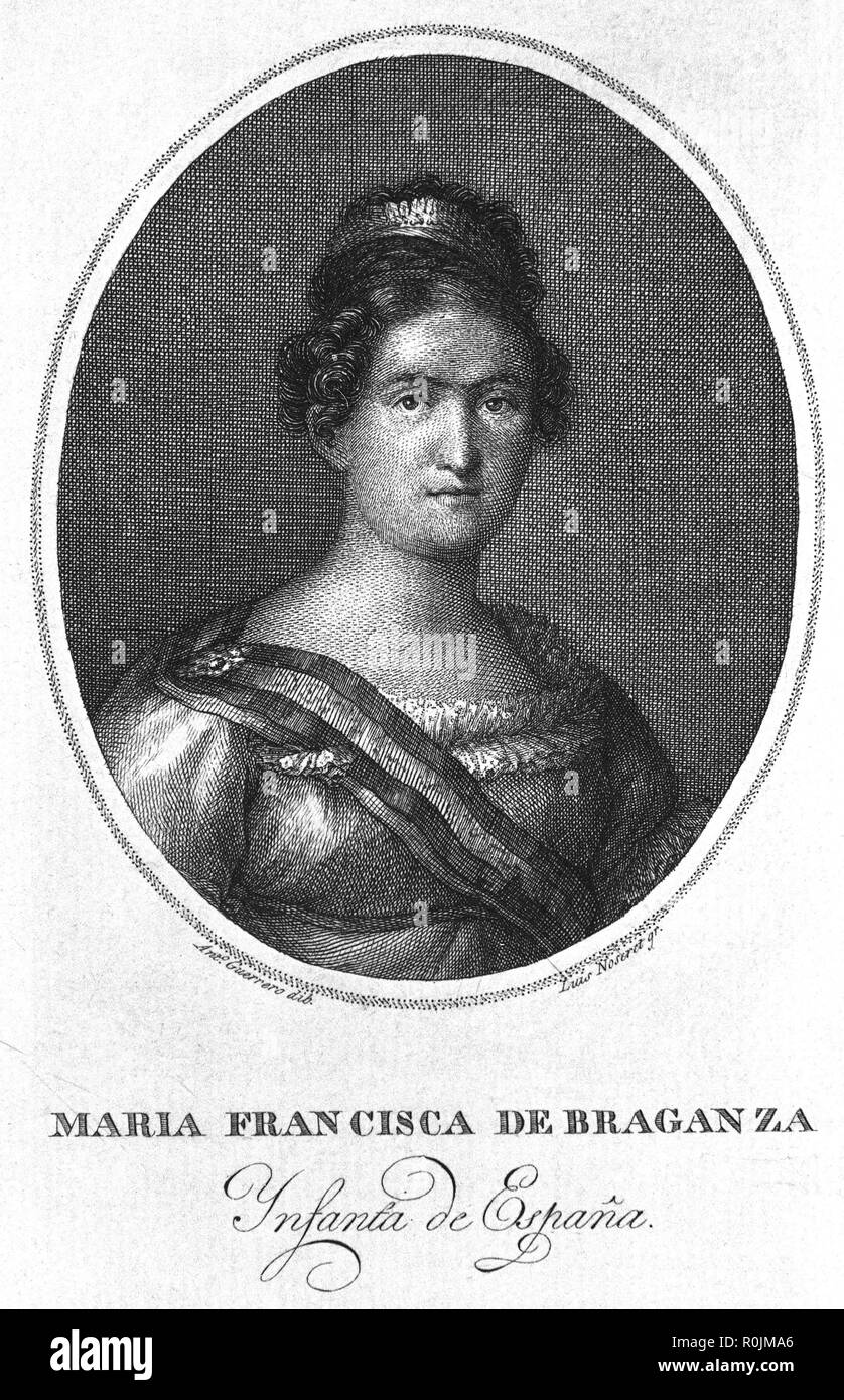 MARIA FRANCISCA DE BRAGANZA - INFANTA DE ESPAÑA - 1814/1848 - GRABADO S XIX. Author: NOSERET LUIS. Location: MUSEO ROMANTICO-GRABADO. MADRID. SPAIN. Stock Photo