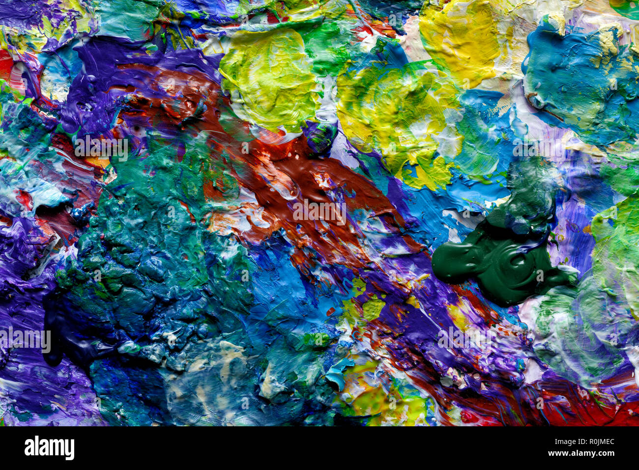 Backgrounds and textures: colorful paint spots, closeup shot, abstract texture Stock Photo