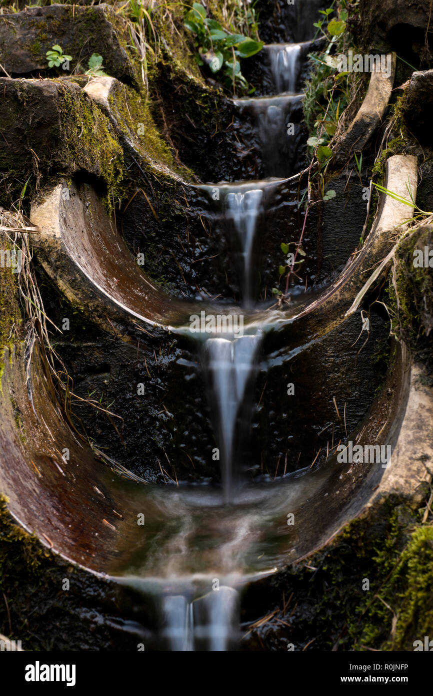 Some water steps near a pond in Schoenbuch. Stock Photo