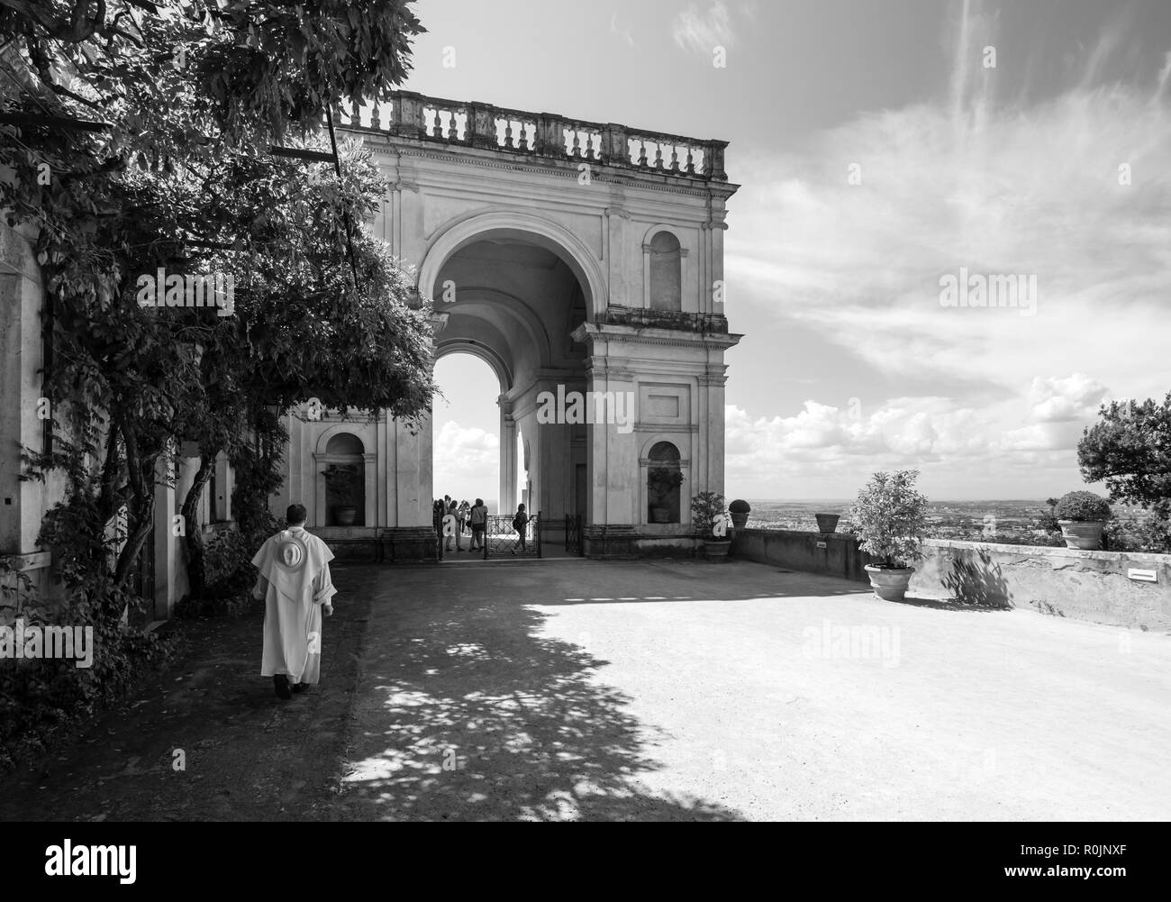 Villa D'Este (Italy) - The awesome villa in Tivoli, province of Rome, with beautiful terraced hillside Renaissance garden and fountains. UNESCO site. Stock Photo