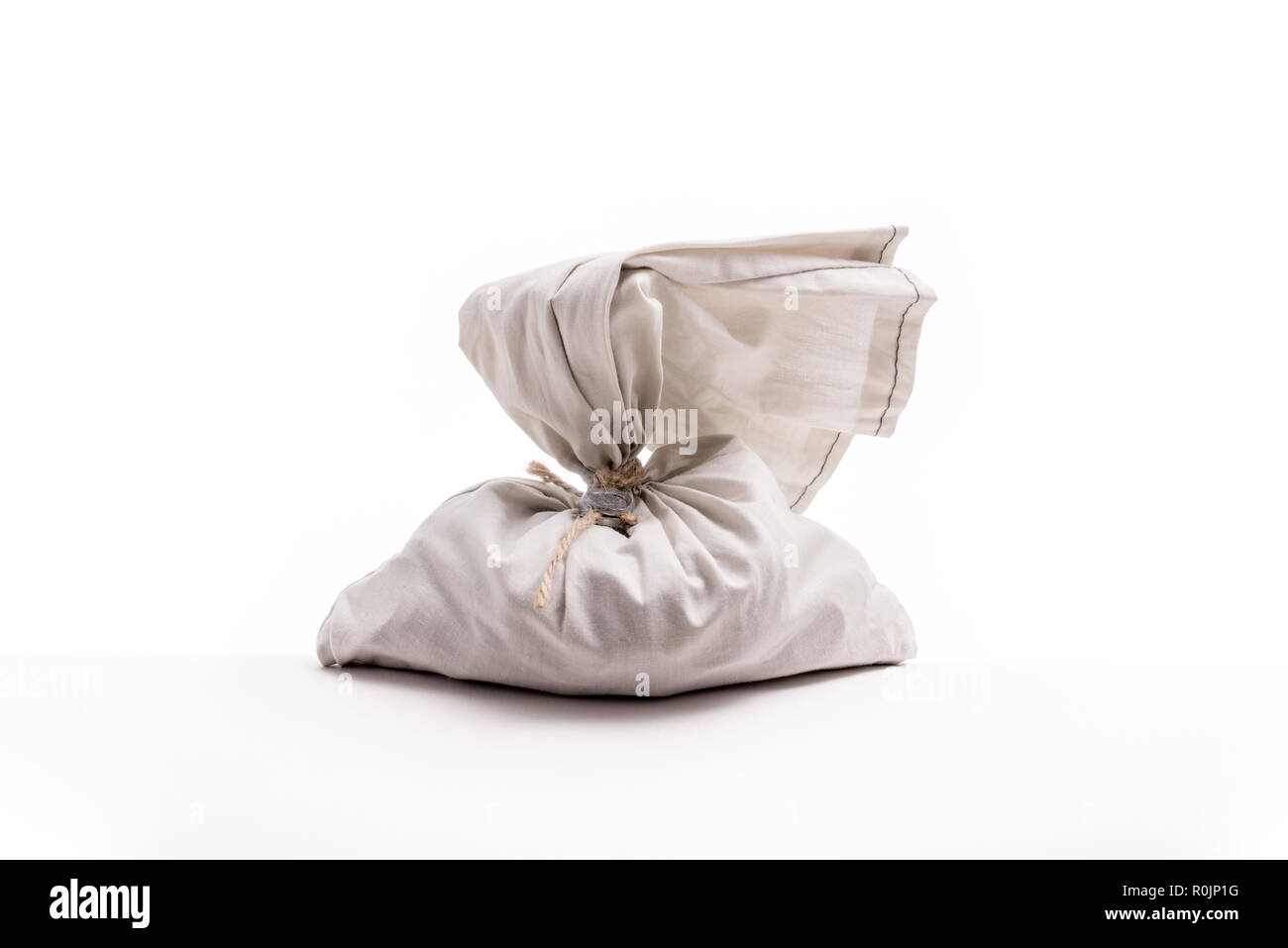 Bag from the original bank full of money. Money Bag Sealed Stock Photo