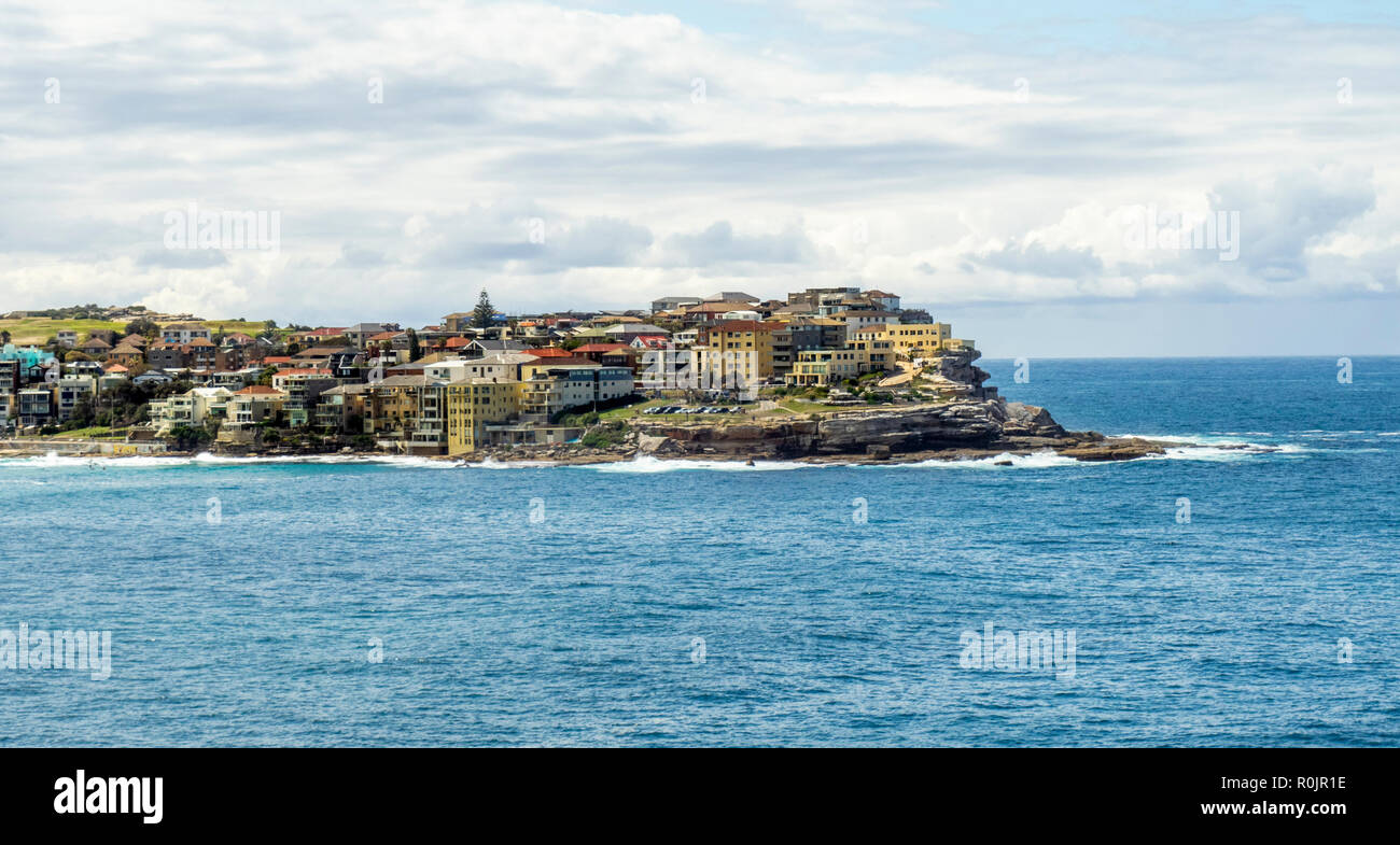 High density residential dwellings on the shore of North Bondi and Pacific Ocean Sydney NSW Australia. Stock Photo