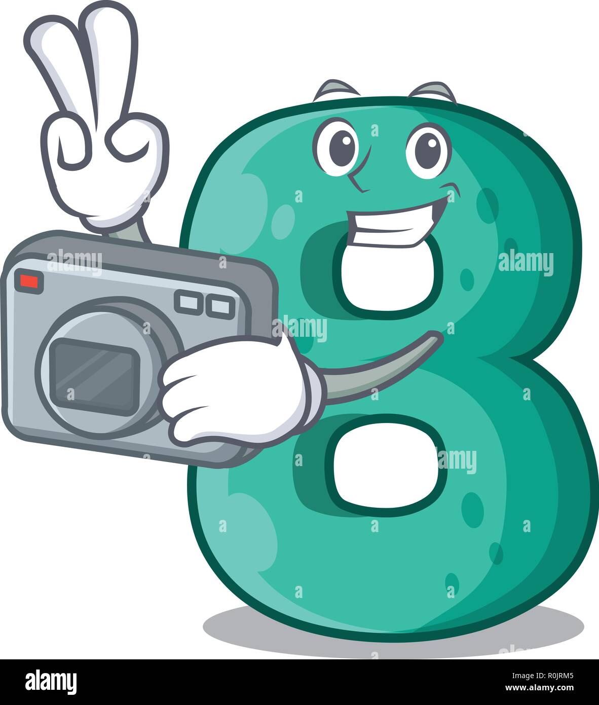 Photographer number eight made with cartoon shaped Stock Vector