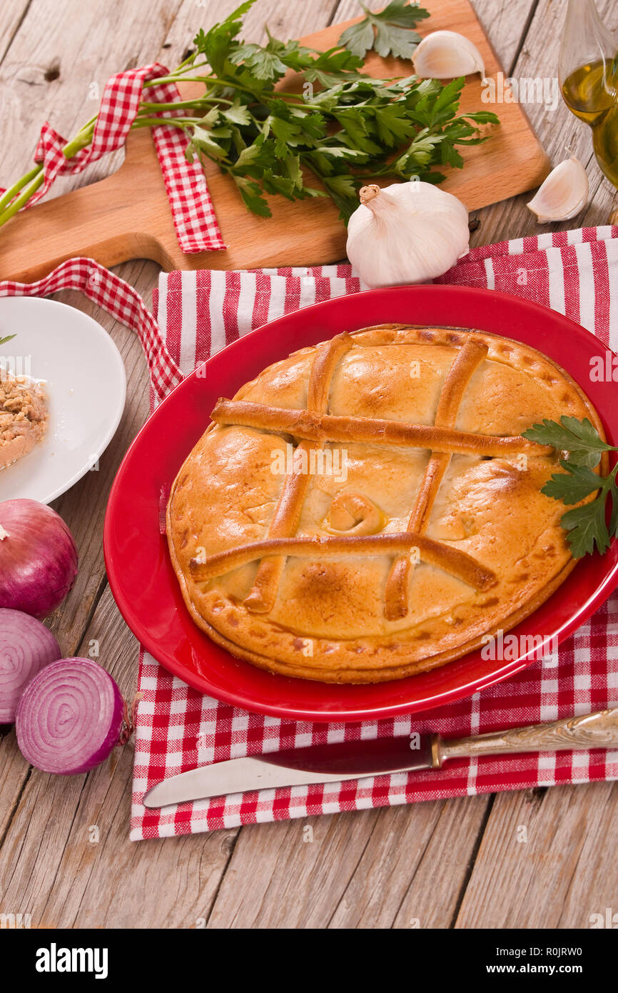 Spanish tuna pie Stock Photo Alamy