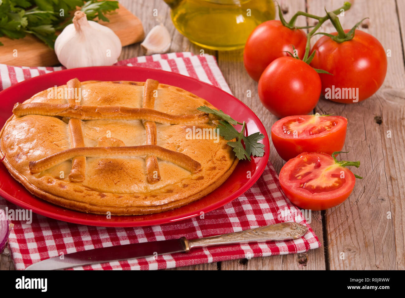 Spanish tuna pie Stock Photo Alamy