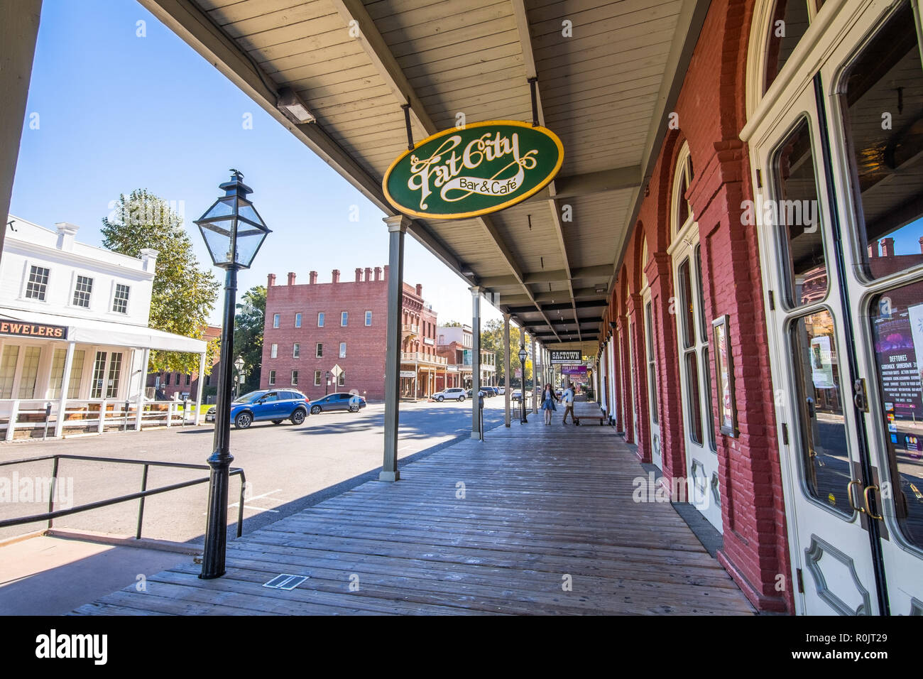 September 22, 2018 Sacramento / CA / USA - Stores and businesses located in the historical part of the city, the old town Stock Photo