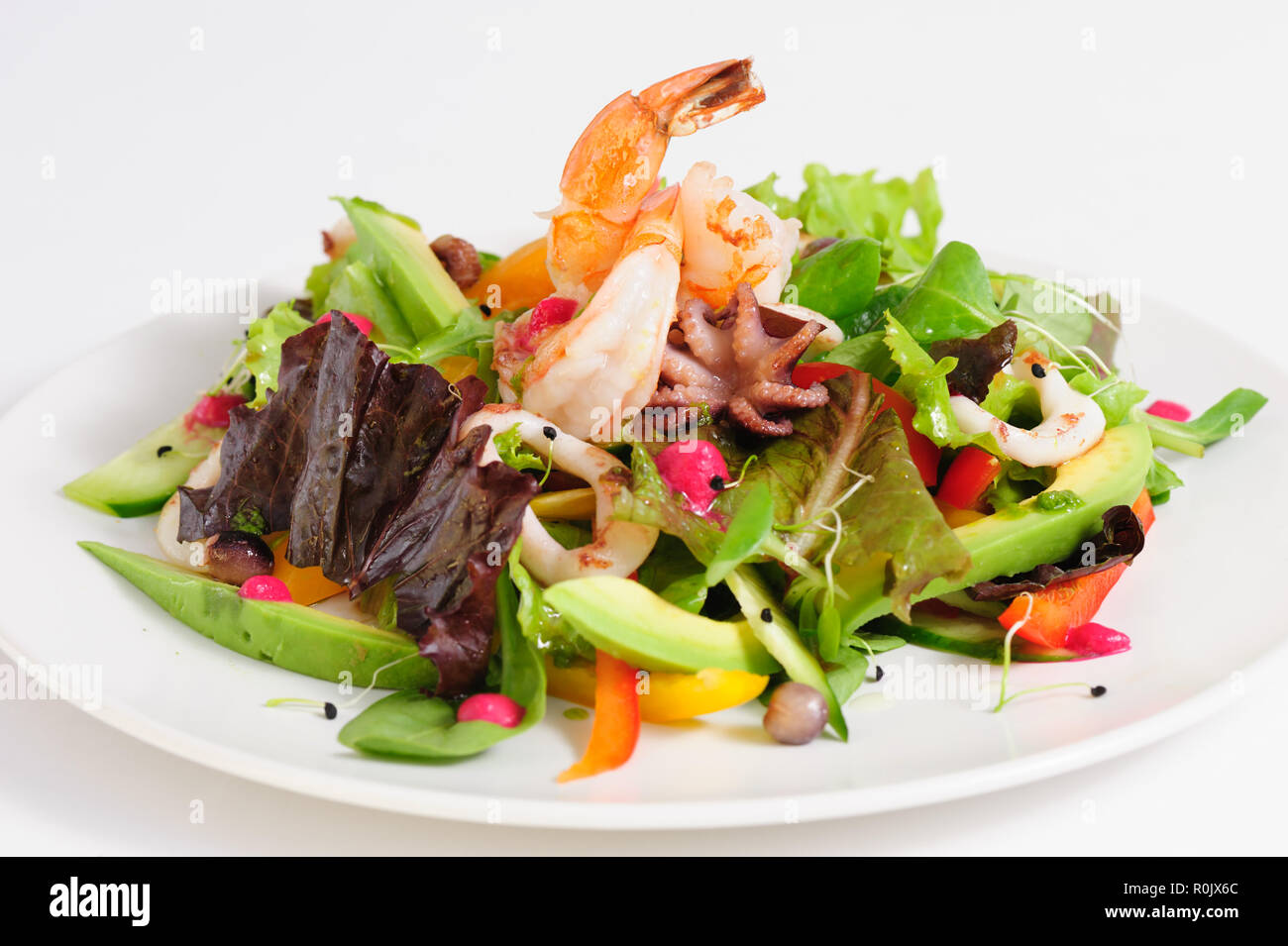 Seafood salad with fresh vegetables Stock Photo Alamy