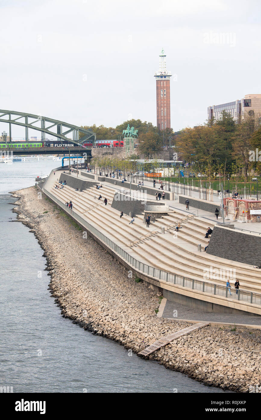 the Rhine boulevard in the district Deutz, Cologne, Germany. The large ...