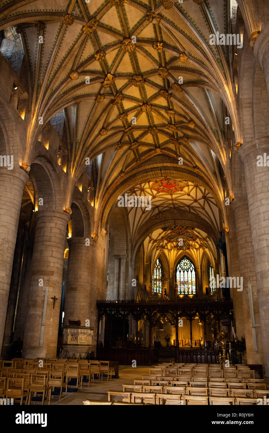 Tewkesbury Abbey Interior views. The astounding decorative order of this building is famous the World over with international visitors Stock Photo