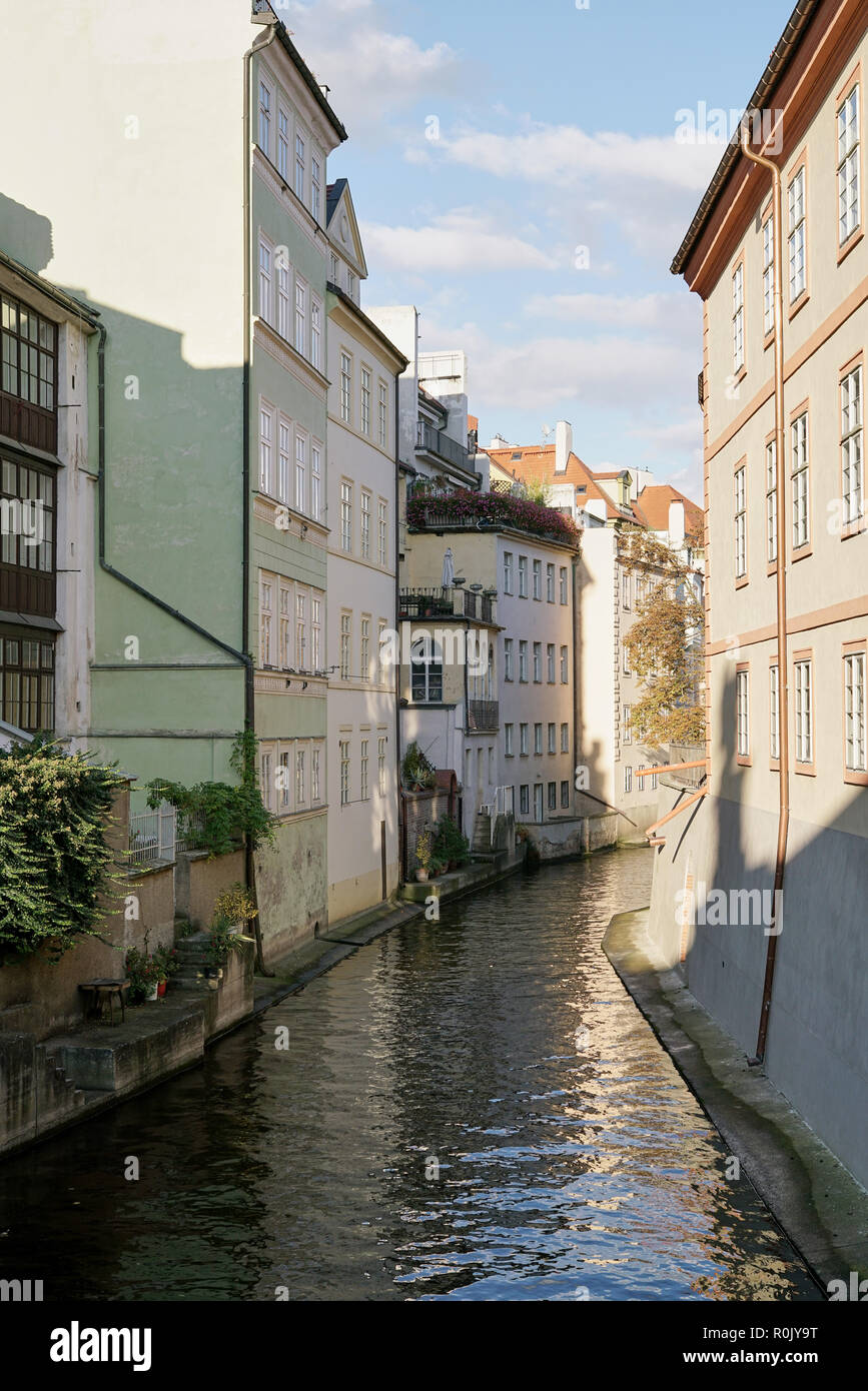 Canal through the city island Kampa in Prague Stock Photo