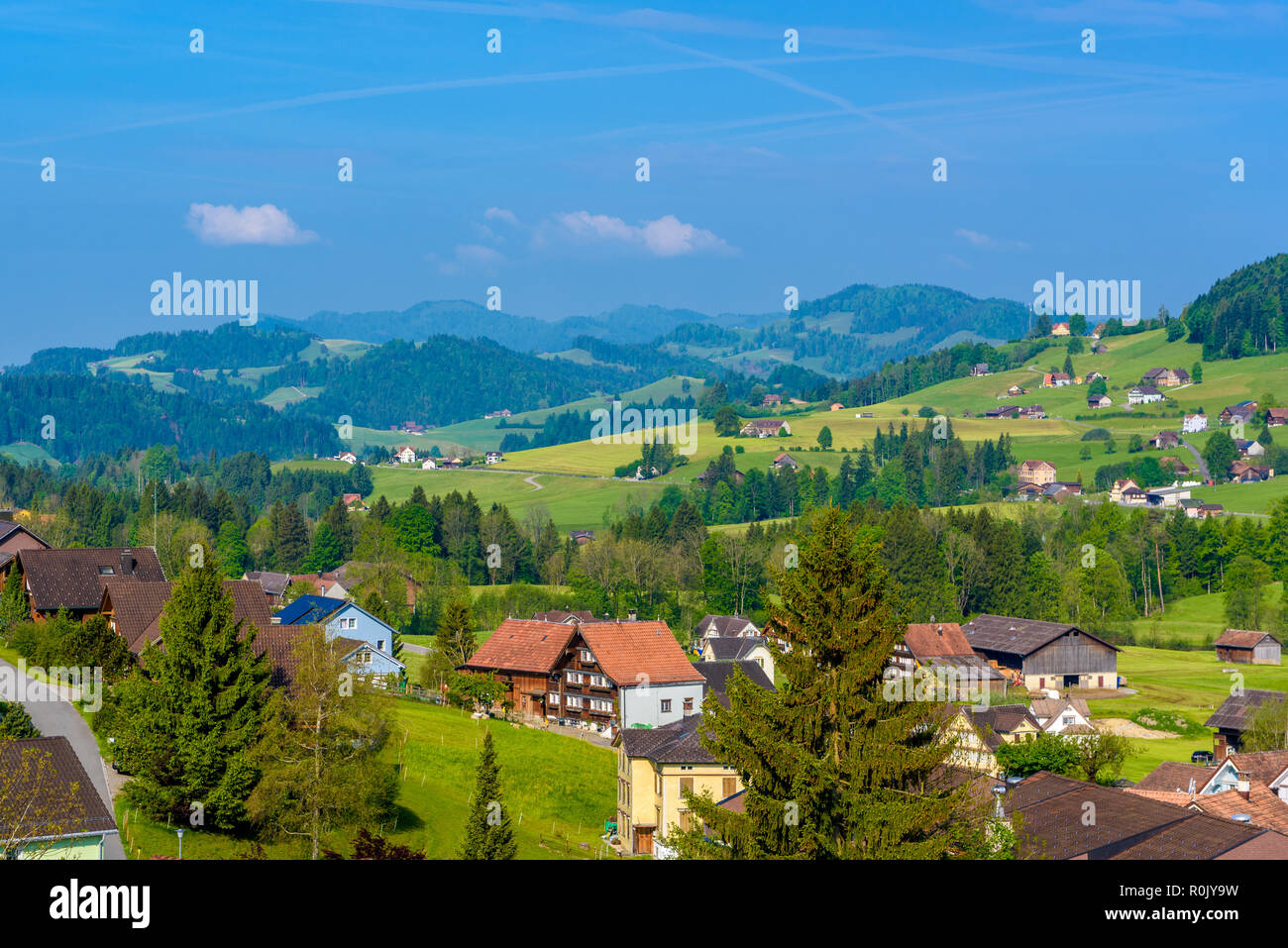 Village Schoenengrund, Hinterland Appenzell Ausserrhoden Switzerland Stock Photo