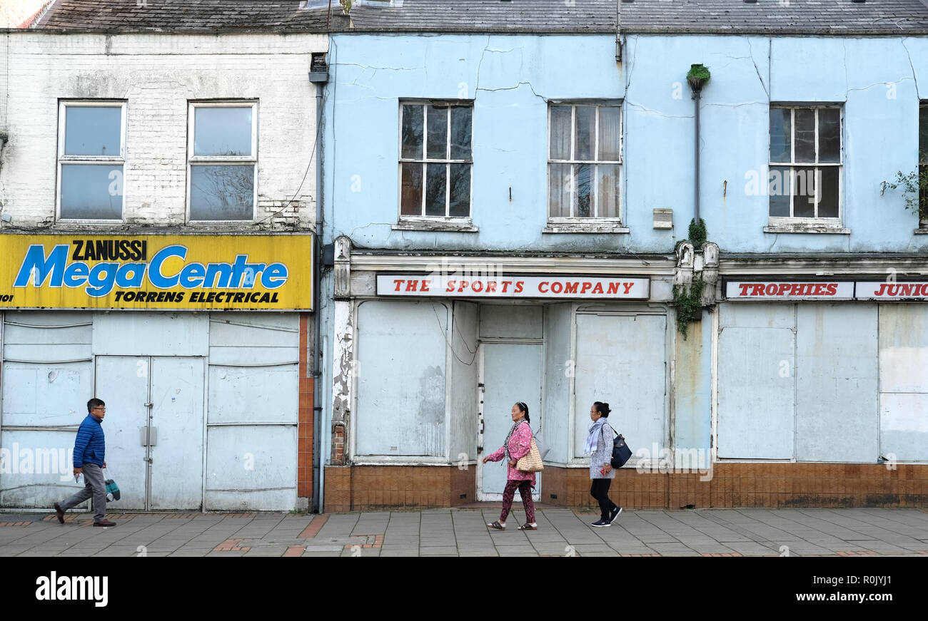 Closed shops in Aldershot, Hampshire. Stock Photo