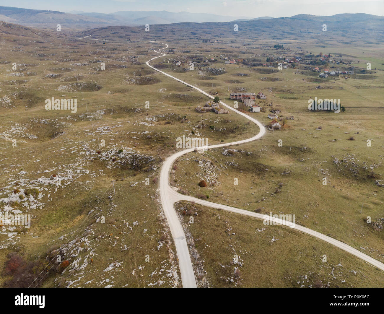 Post War landscape in Bosnia, Yugoslavia conflict zone. Stock Photo