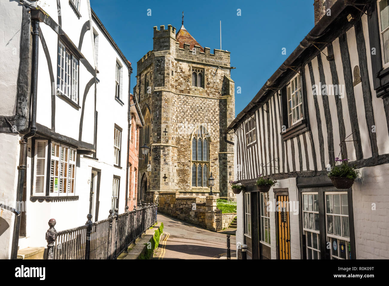 St Clements Church from Hill Street, Hastings, East Sussex Stock Photo