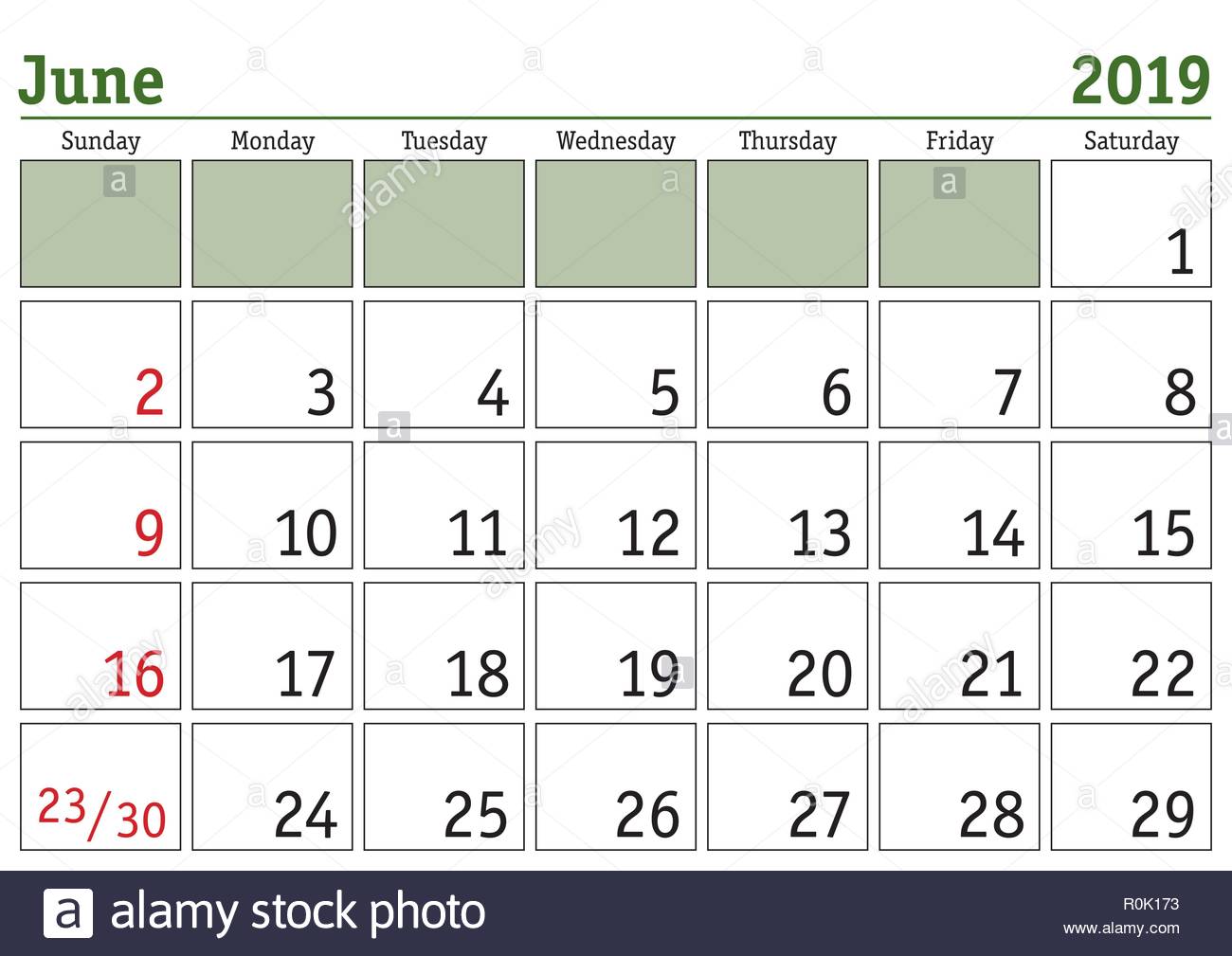 simple digital calendar for june 2019 vector printable calendar monthly appointment calendar