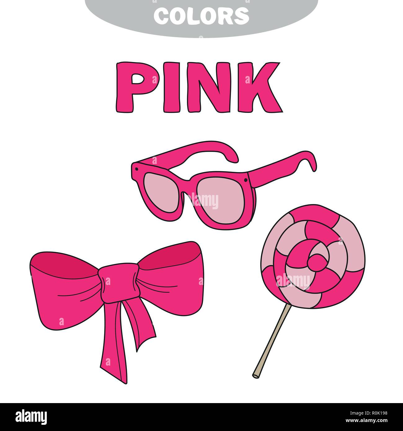 Learn The Color Pink things that are pink color Stock Vector Image
