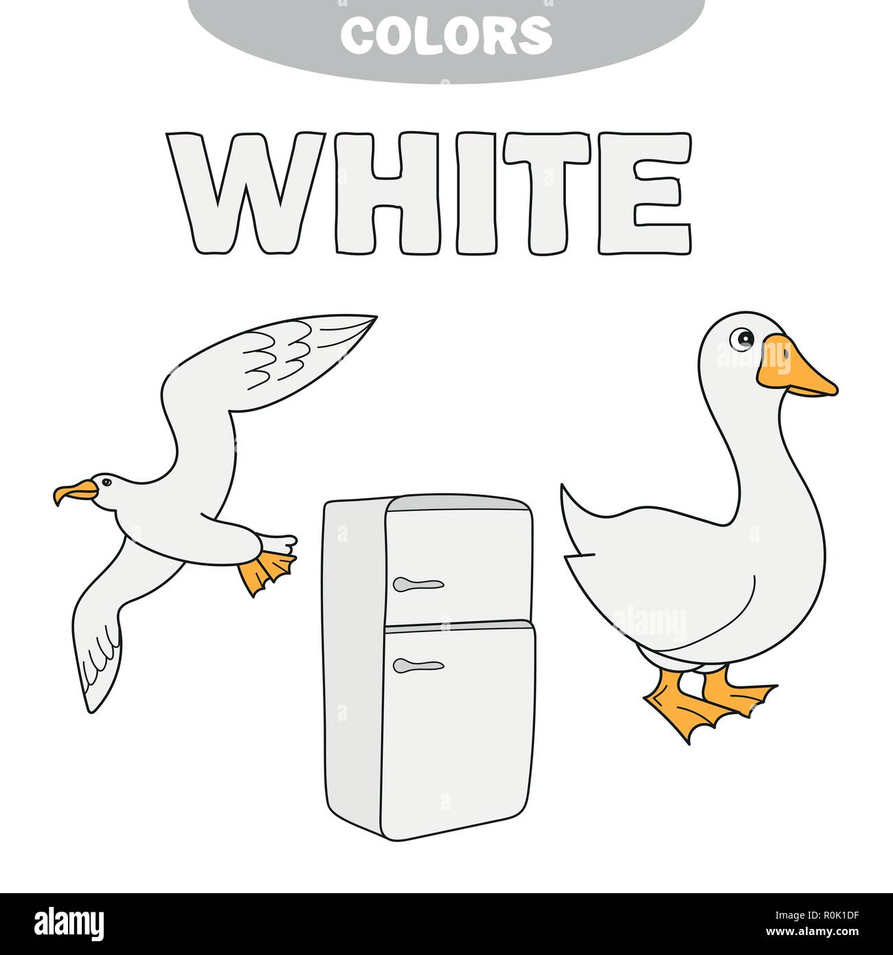 White Col Worksheet White - learn the colors, kids are learning the colors, worksheet Stock ...