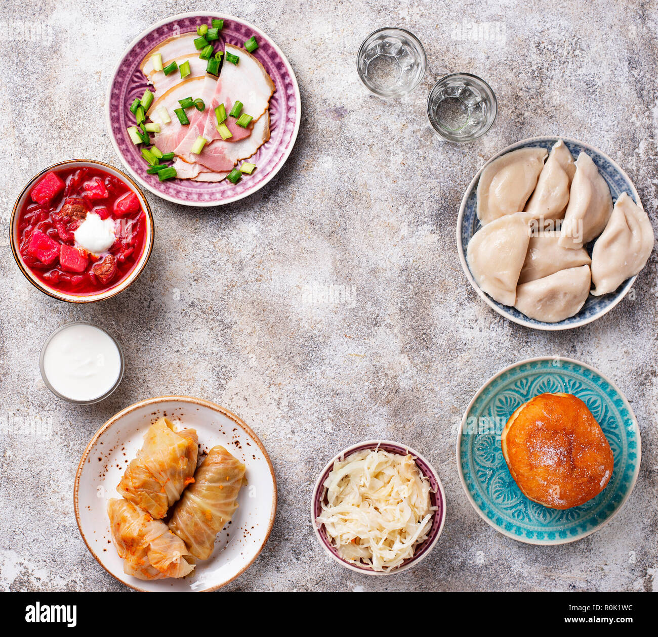 Assortment of traditional Ukrainian food Stock Photo - Alamy