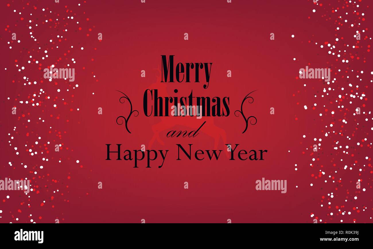 Christmas and New Year typographical on red background with Gold ...