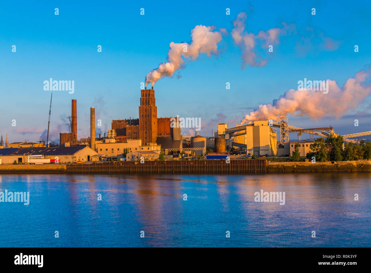 An Industrial Paper Mill on the coast of Quebec City, Quebec, Canada