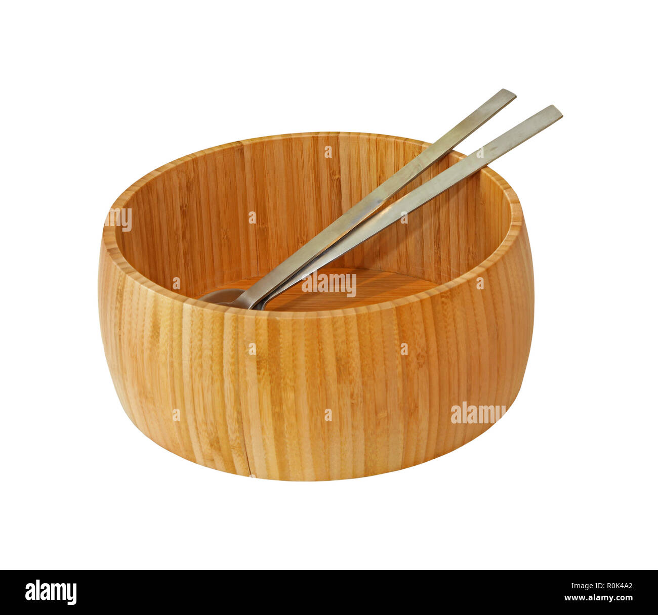 Wooden kitchen bowl isolated with clipping path included Stock Photo