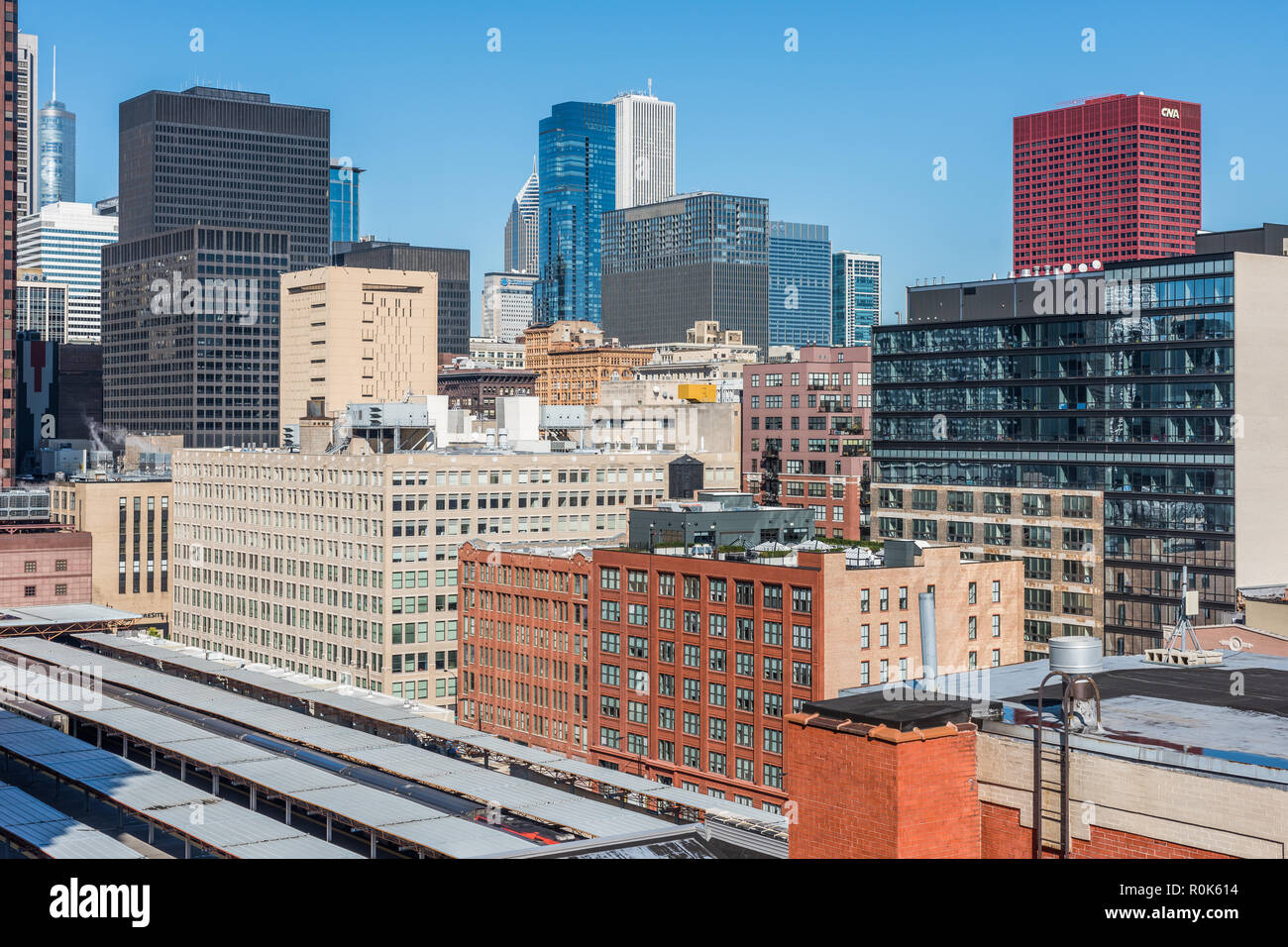 Aerial View Of Chicago Skyline Stock Photo Alamy