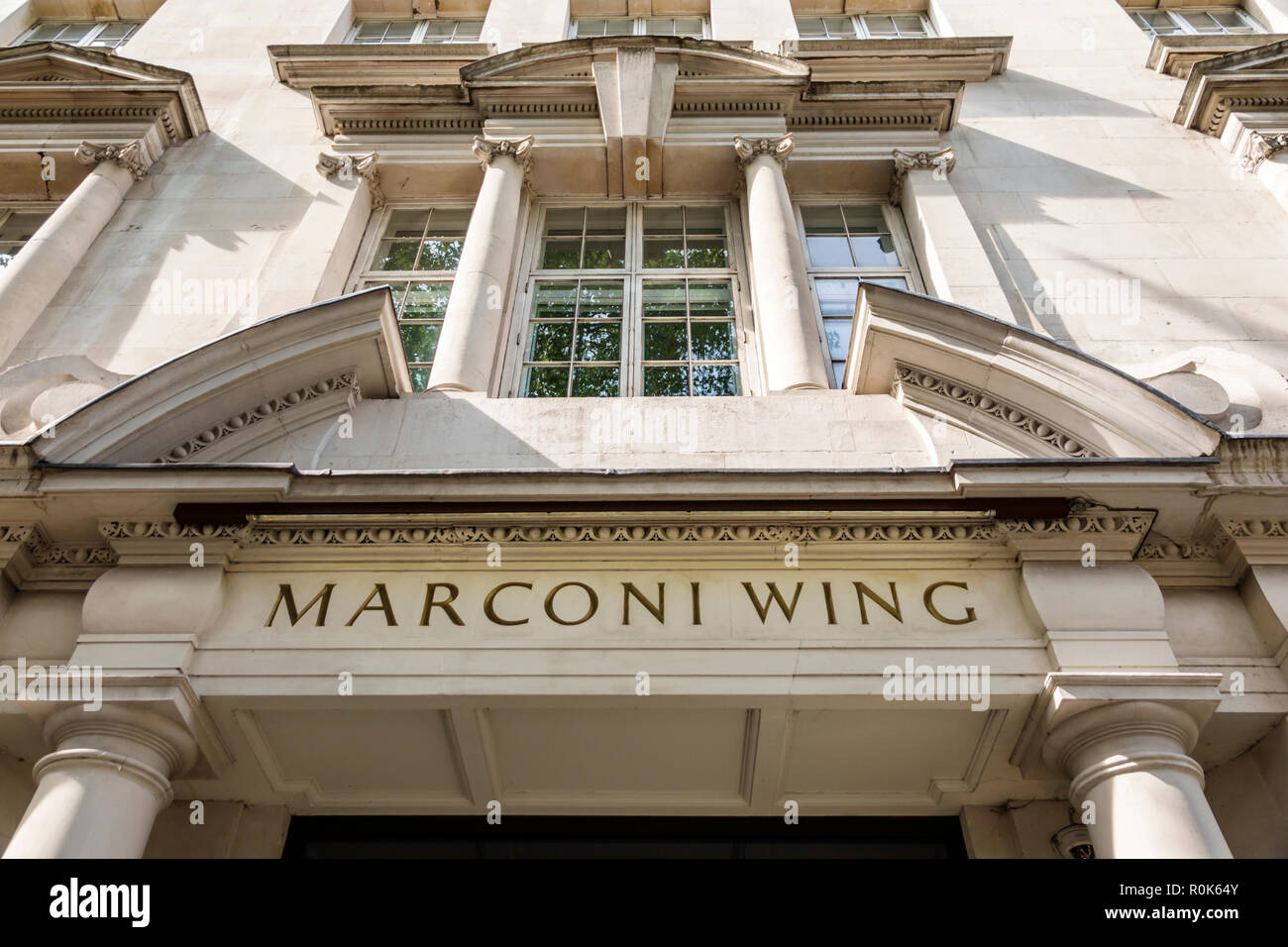 London England,UK,Covent Garden Strand Conservation Area,historic building,Marconi House Wing,building exterior facade,window,front entrance,UK GB Eng Stock Photo