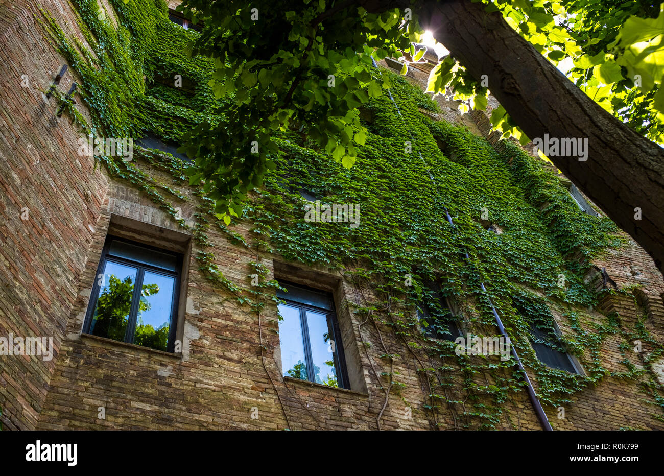 Scenes and details from the charming Italian village of Corinaldo, in the Marche region of Italy Stock Photo
